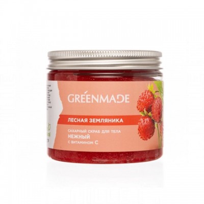 Greenmade Скраб для тела сахарный Лесная земляника нежный с витамином С, 250 г