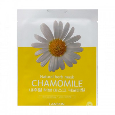 Lanskin Тканевая маска для лица с экстрактом ромашки Natural herb mask Chamomile, 21 г