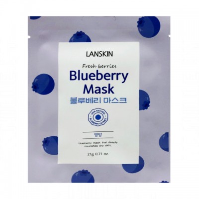 Lanskin Тканевая маска для лица с голубикой Fresh Berries Blueberry Mask, 21 г