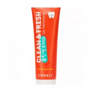 Consly Гелевая зубная паста с экстрактами красного женьшеня и ацеролы Clean&Fresh, 105 г