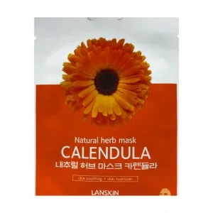 Lanskin Тканевая маска для лица с экстрактом календулы Natural herb mask Calendula, 21 г